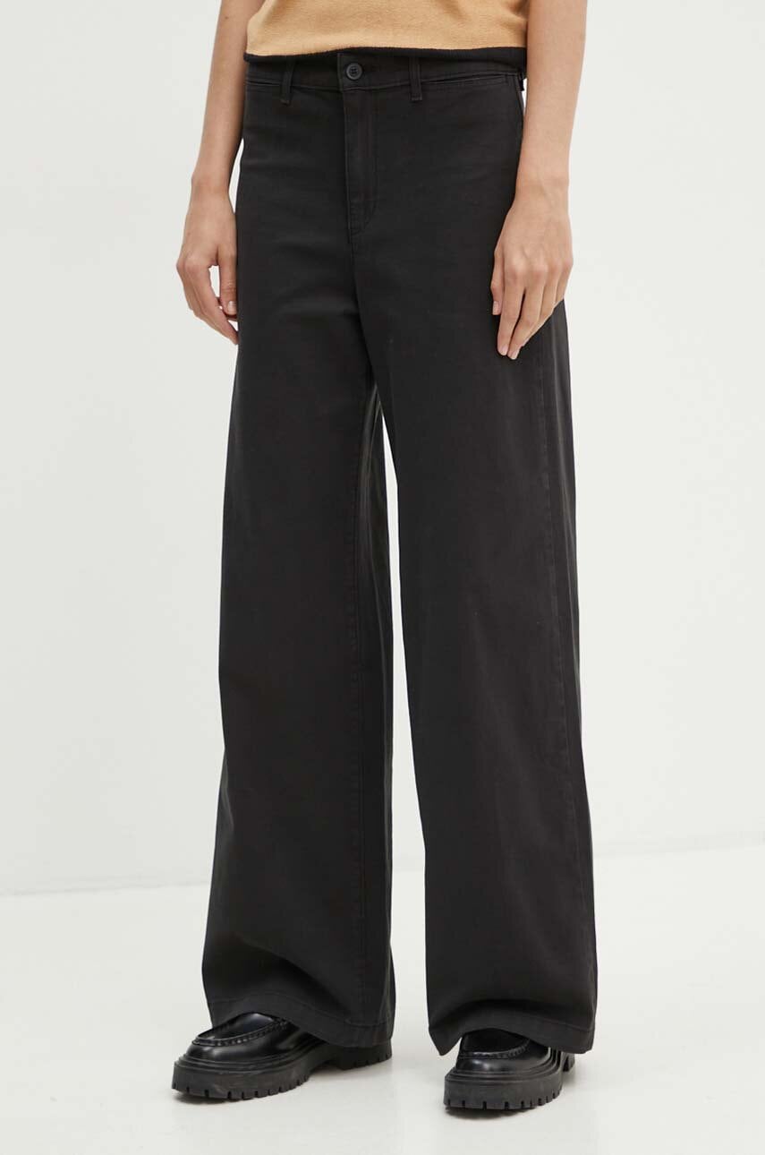 Levi's pantaloni femei, culoarea negru, lat, high waist, A8697 Levi's pantaloni femei, culoarea negru, lat, high waist, A8697