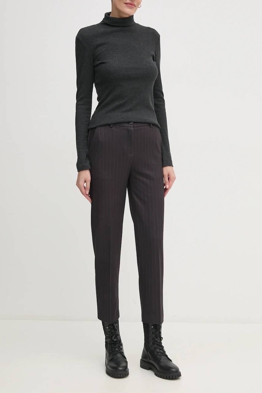 United Colors of Benetton pantaloni femei, culoarea negru, fason tigareta, high waist, 4GEVDF07U