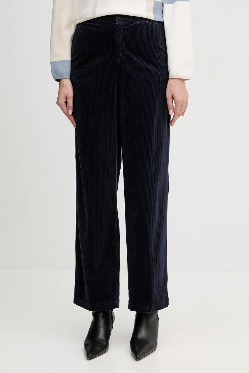 United Colors of Benetton pantaloni de catifea cord culoarea negru, drept, high waist, 4HA2DF07I