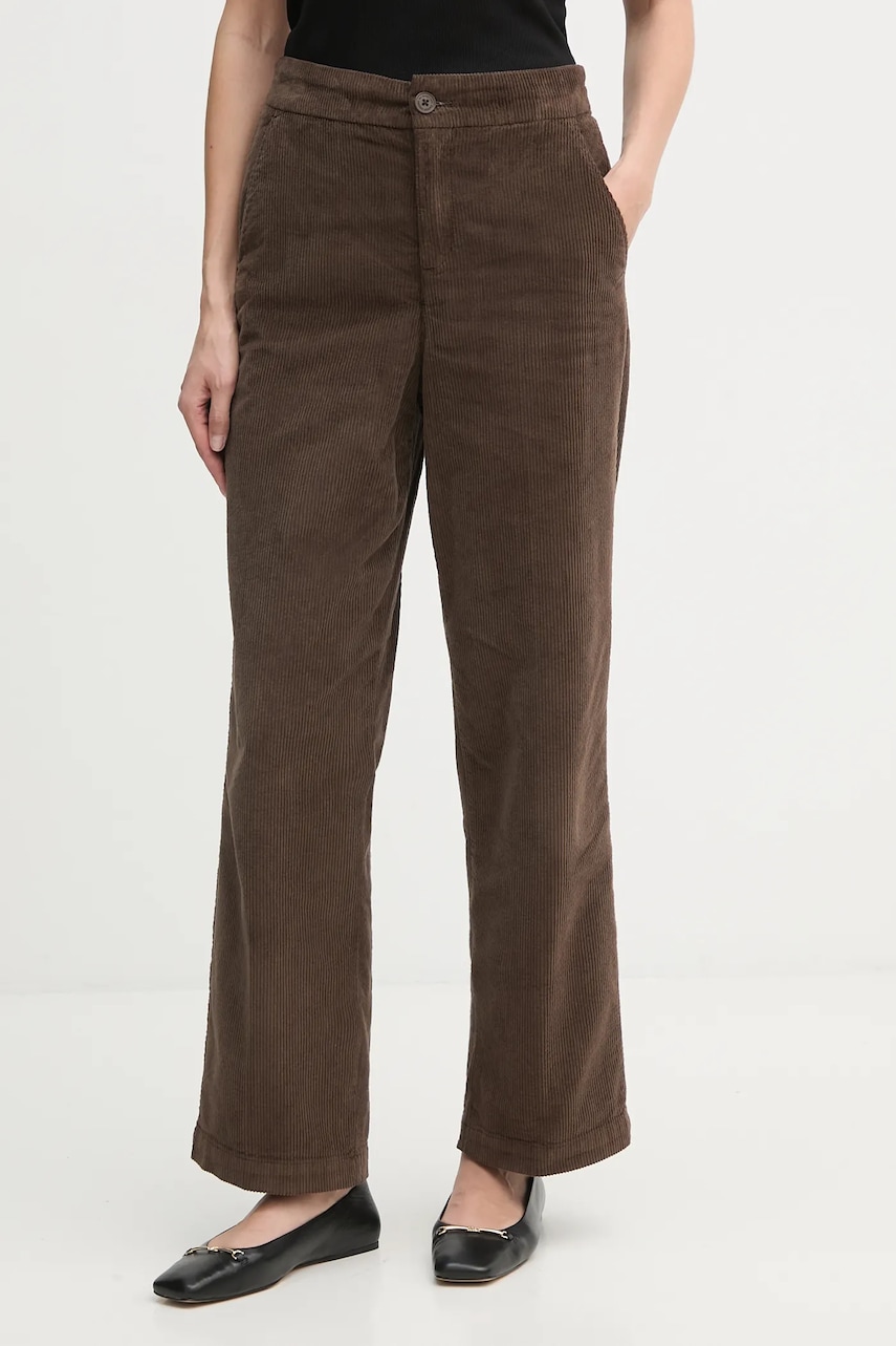 United Colors of Benetton pantaloni de catifea cord culoarea negru, drept, high waist, 4HA2DF07I