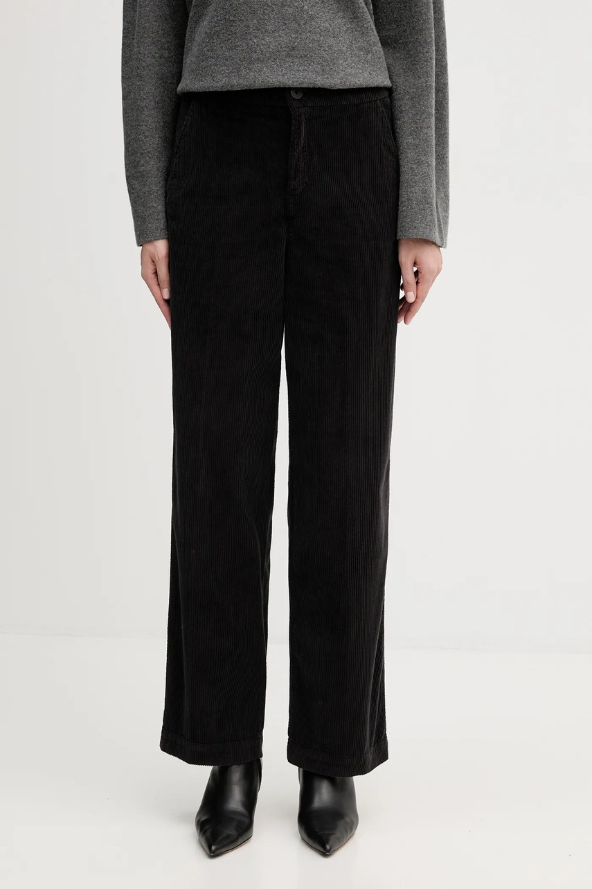 United Colors of Benetton pantaloni de catifea cord culoarea negru, drept, high waist, 4HA2DF07I