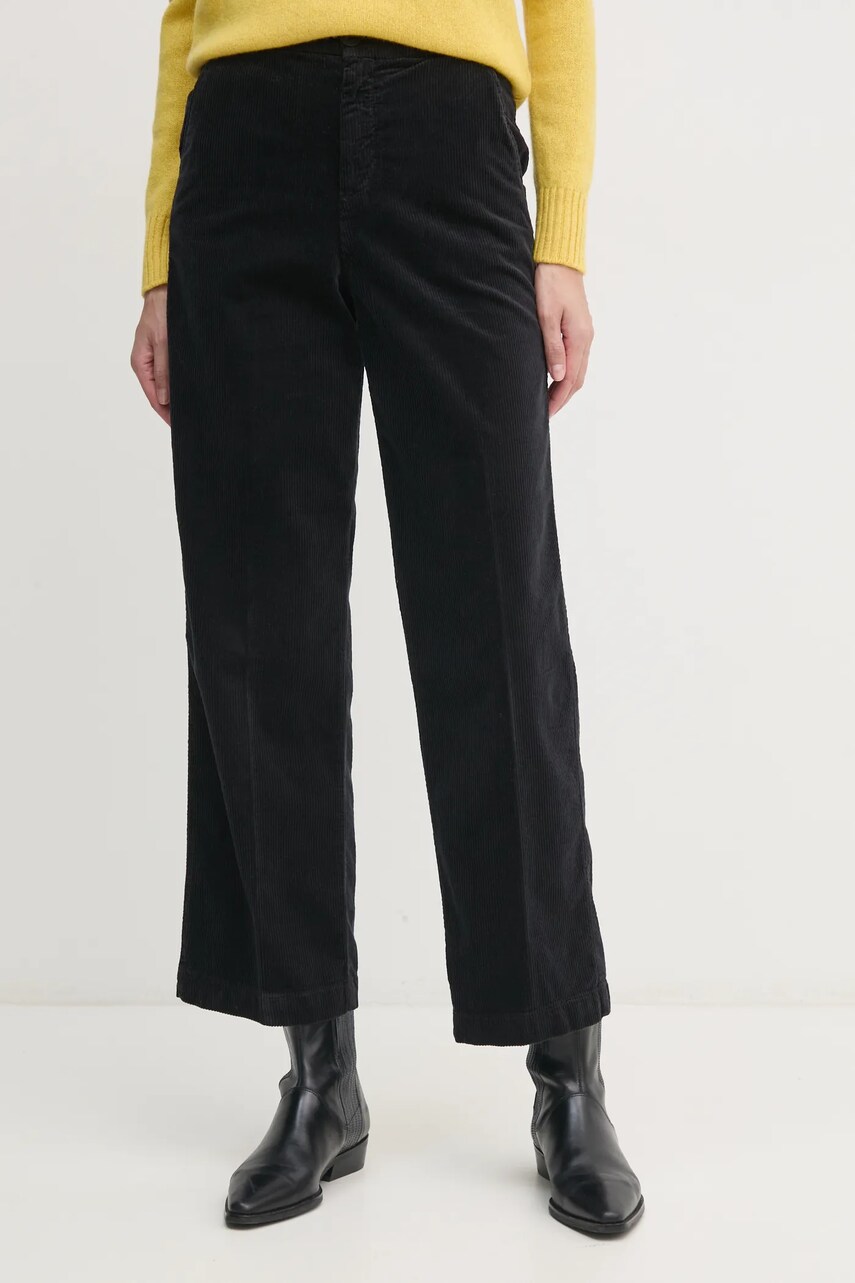 United Colors of Benetton pantaloni de catifea cord culoarea negru, drept, high waist, 4HA2DF07I