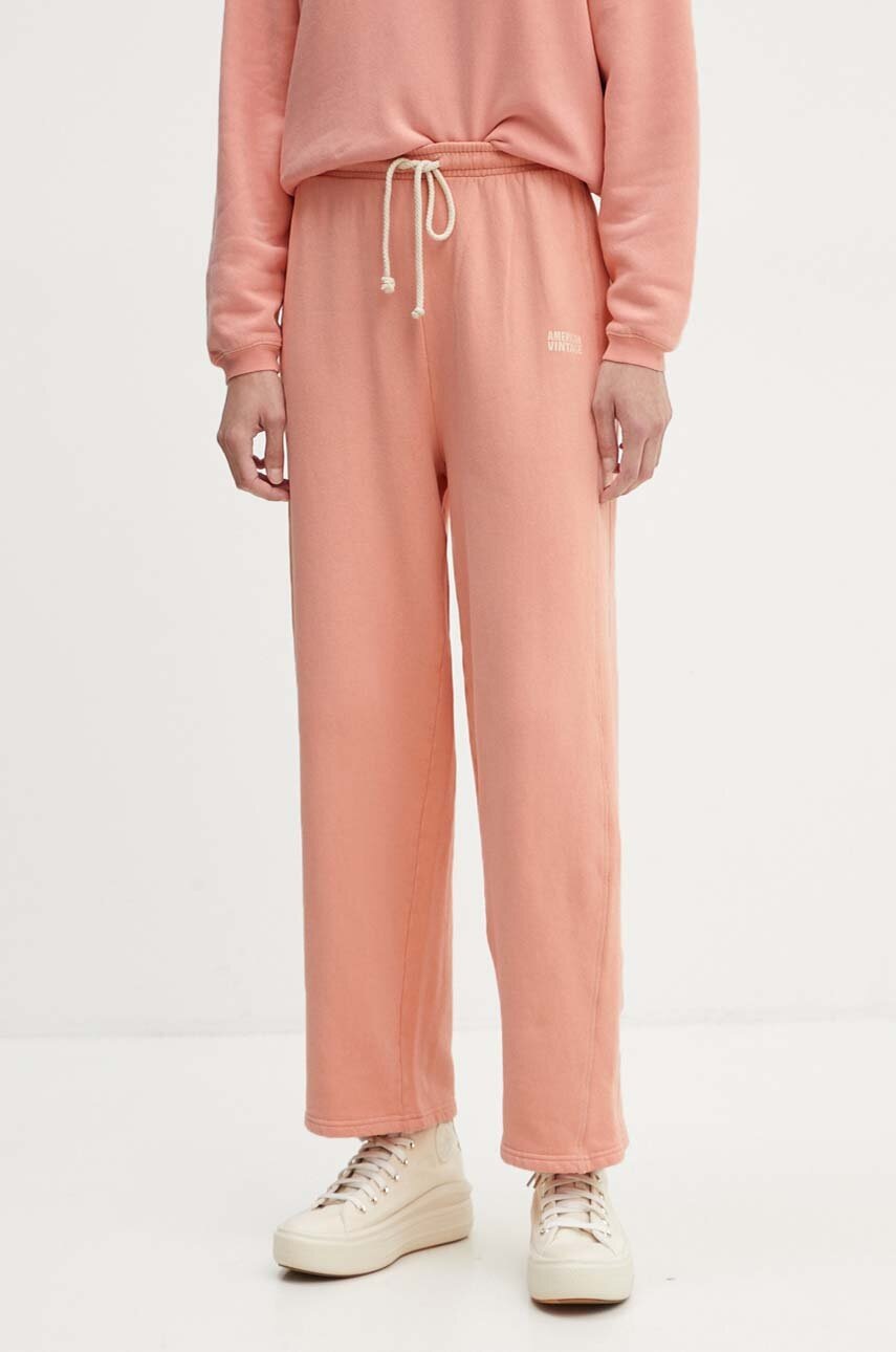 American Vintage pantaloni de trening culoarea portocaliu, neted, IZU05AH24