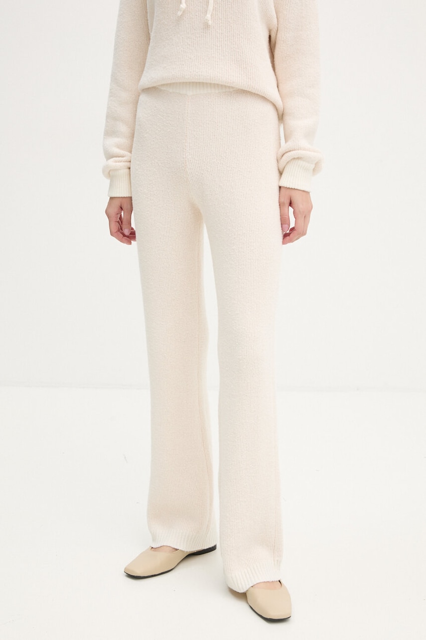 American Vintage pantaloni femei, culoarea bej, drept, high waist, BLI05AH24