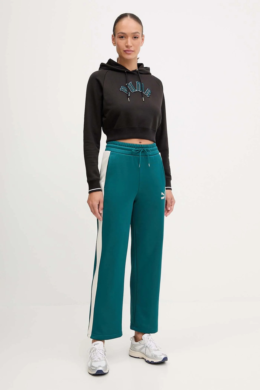 Спортивные штаны Puma Iconic T7 Straight Leg Track Pants цвет зелёный с узором 627996