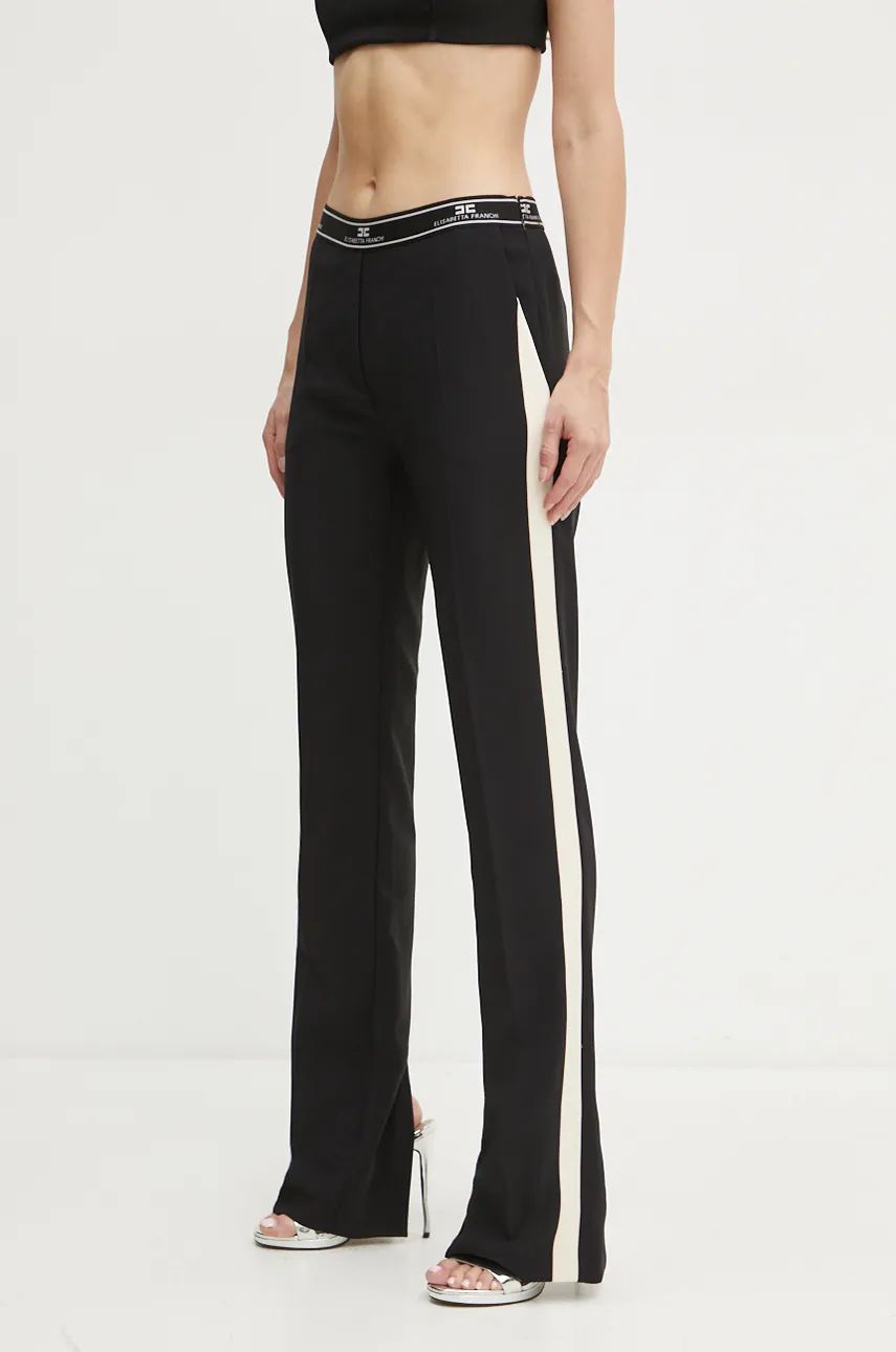 Elisabetta Franchi pantaloni femei, culoarea negru, mulata, high waist, PA01047E2