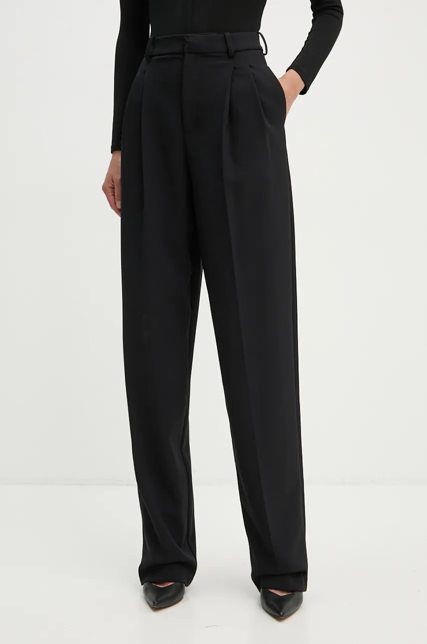 Elisabetta Franchi pantaloni femei, culoarea negru, drept, high waist, PA05247E2 Elisabetta Franchi pantaloni femei, culoarea negru, drept, high waist, PA05247E2