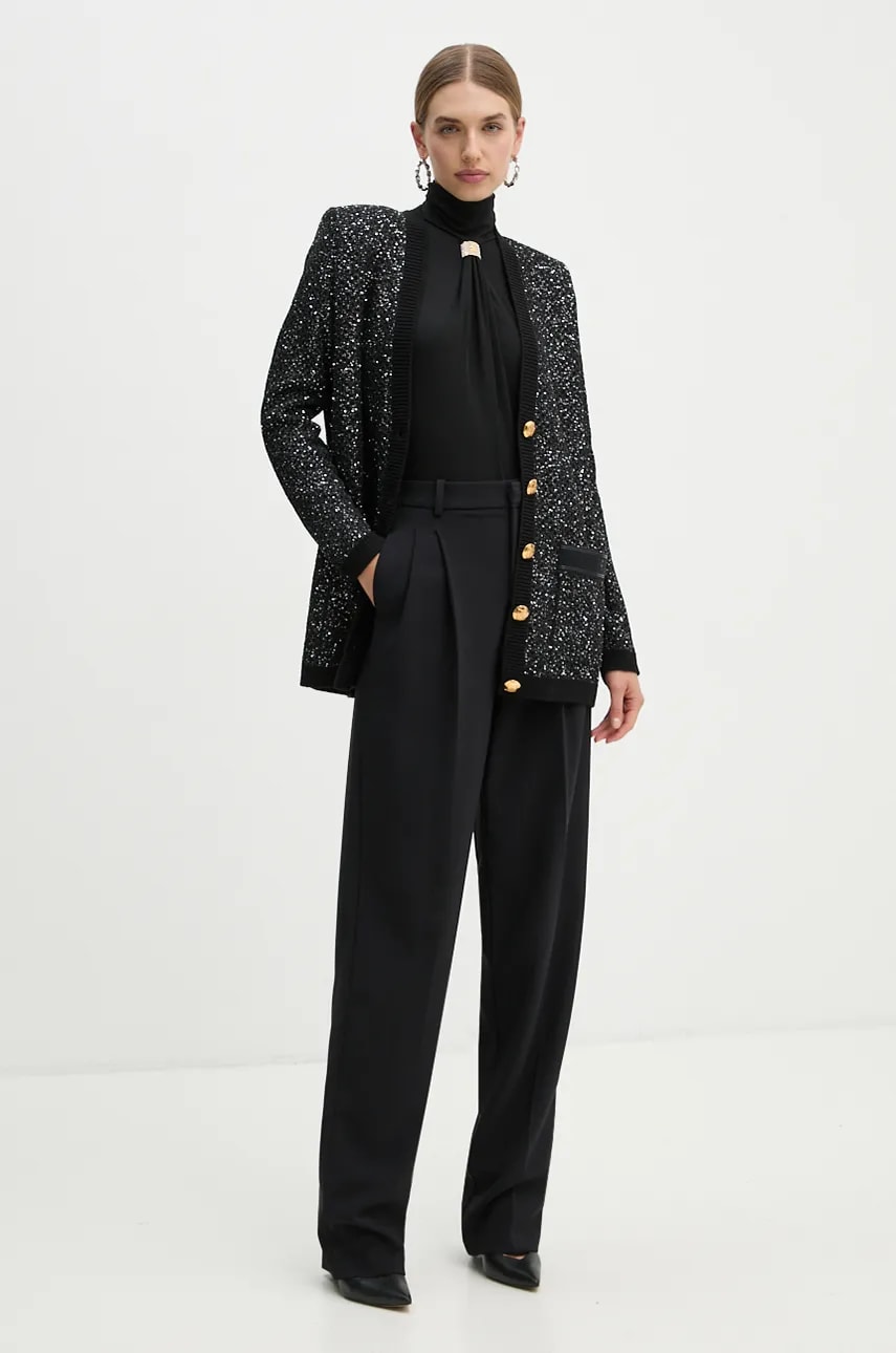 Брюки Elisabetta Franchi женские цвет чёрный прямые высокая посадка PA05247E2 Брюки Elisabetta Franchi женские цвет чёрный прямые высокая посадка PA05247E2