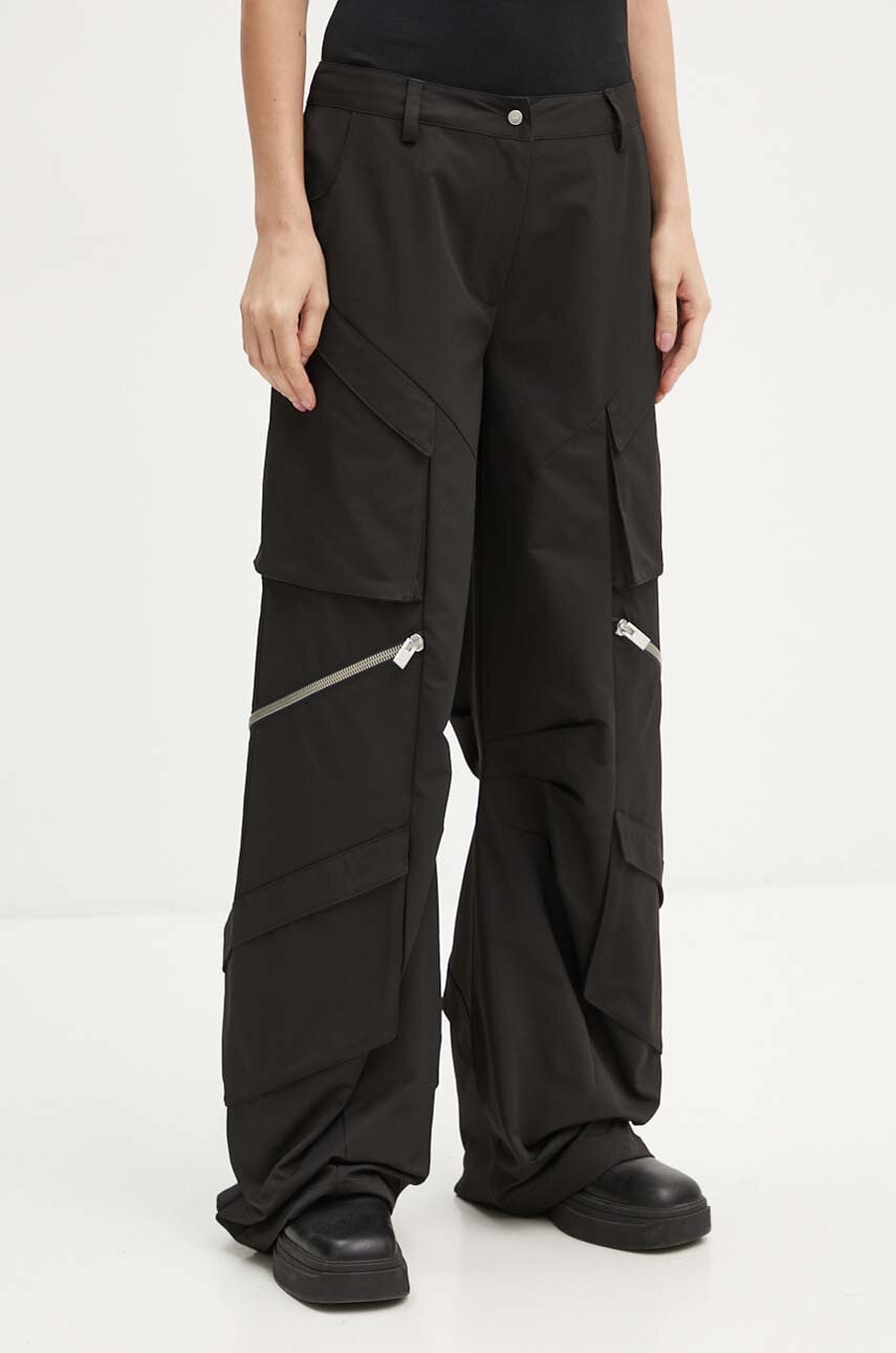 Heliot Emil pantaloni femei, culoarea negru, lat, high waist, HE.W.10.149.BLK01 Heliot Emil pantaloni femei, culoarea negru, lat, high waist, HE.W.10.149.BLK01