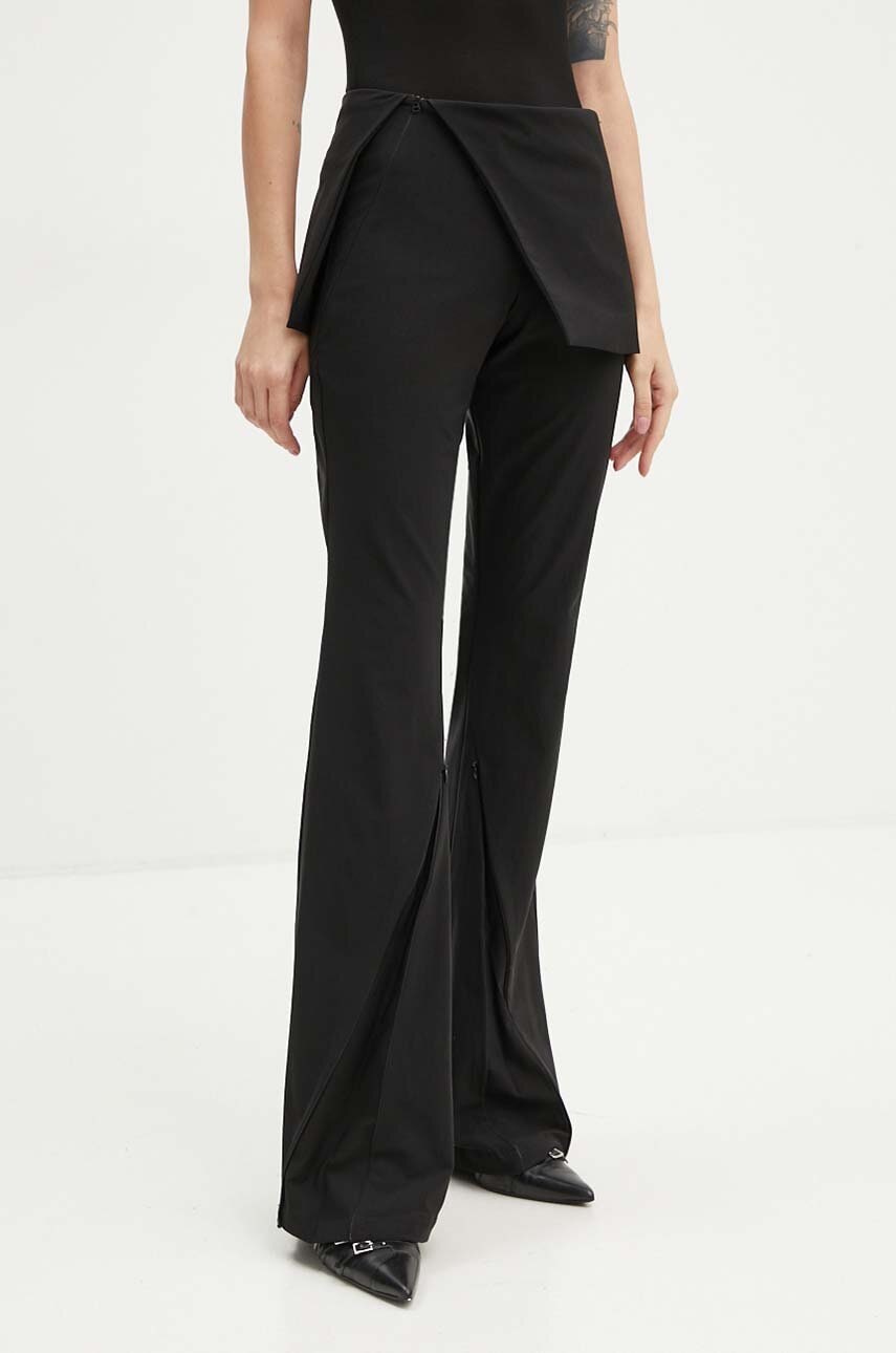 Heliot Emil pantaloni femei, culoarea negru, evazati, high waist, W.10.175.BLK01