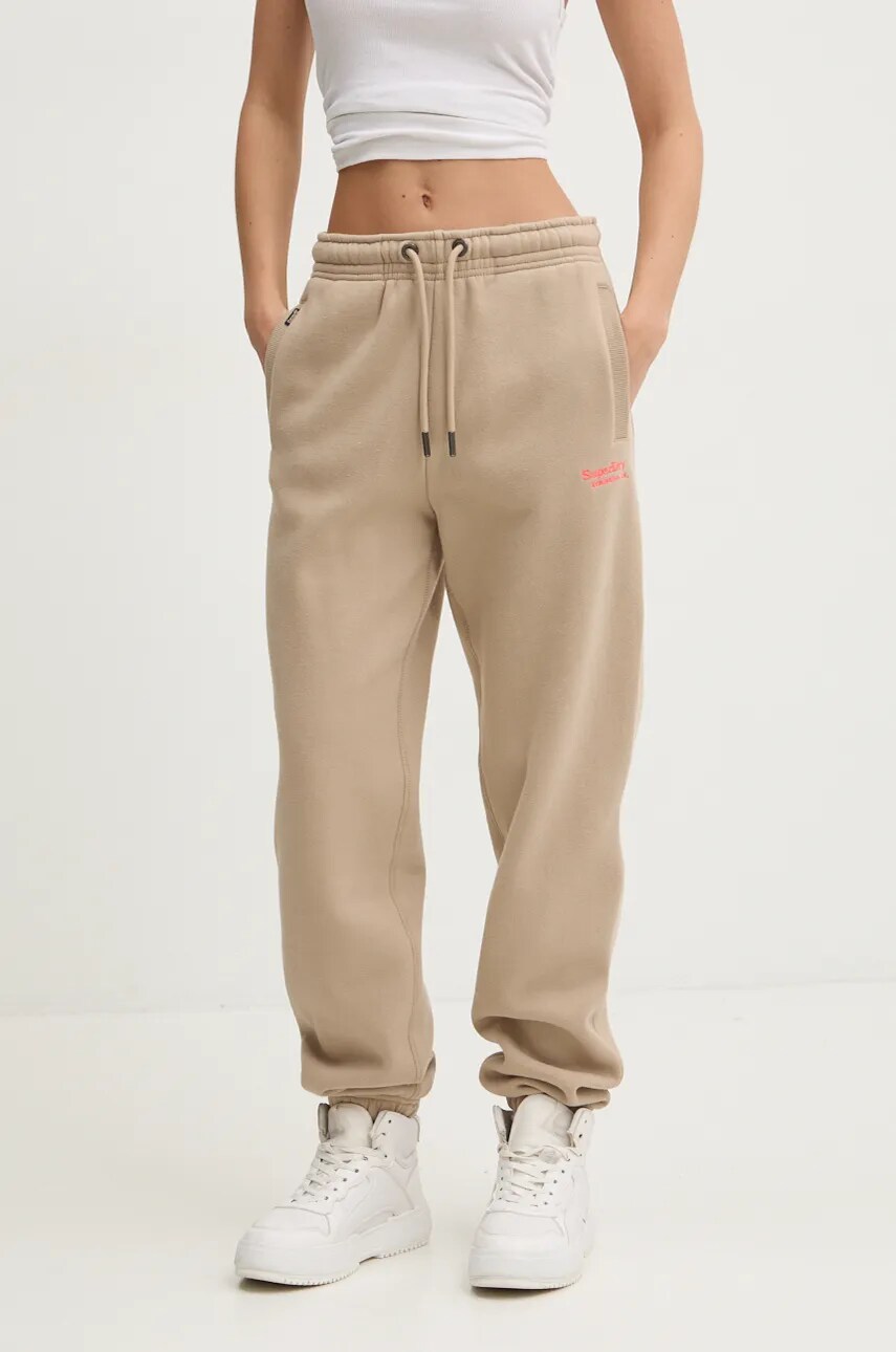 Superdry pantaloni de trening culoarea bej, uni, W7011098A-2WE