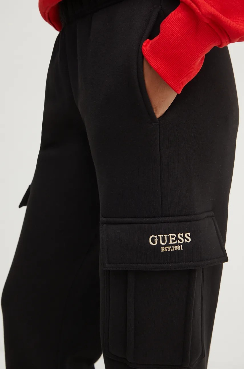 Спортивні штани Guess MIDGE колір чорний з аплікацією V4BB04 KCHX0 