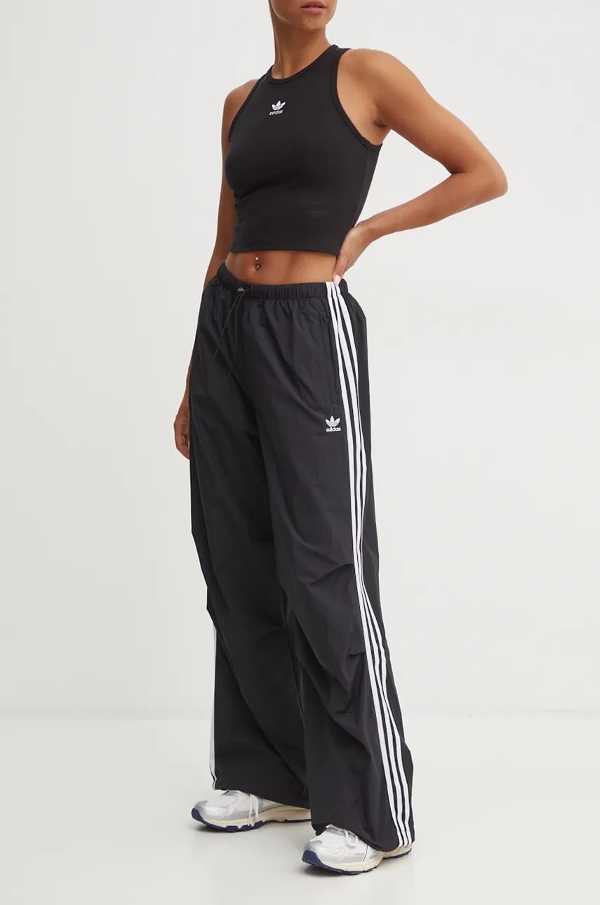 adidas Originals pantaloni Adicolor femei, culoarea negru, cu imprimeu, IY7251 adidas Originals pantaloni Adicolor femei, culoarea negru, cu imprimeu, IY7251