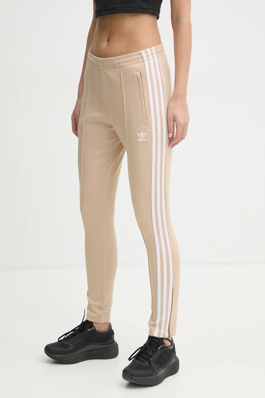 adidas Originals pantaloni de trening Adicolor culoarea bej, cu imprimeu, IZ2837