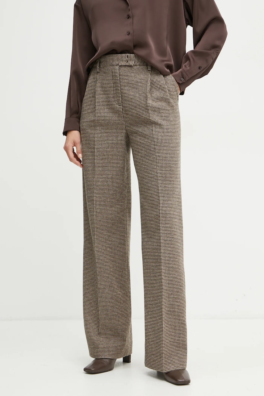 MAX&Co. pantaloni de lana culoarea maro, drept, high waist, 2426136064200 MAX&Co. pantaloni de lana culoarea maro, drept, high waist, 2426136064200