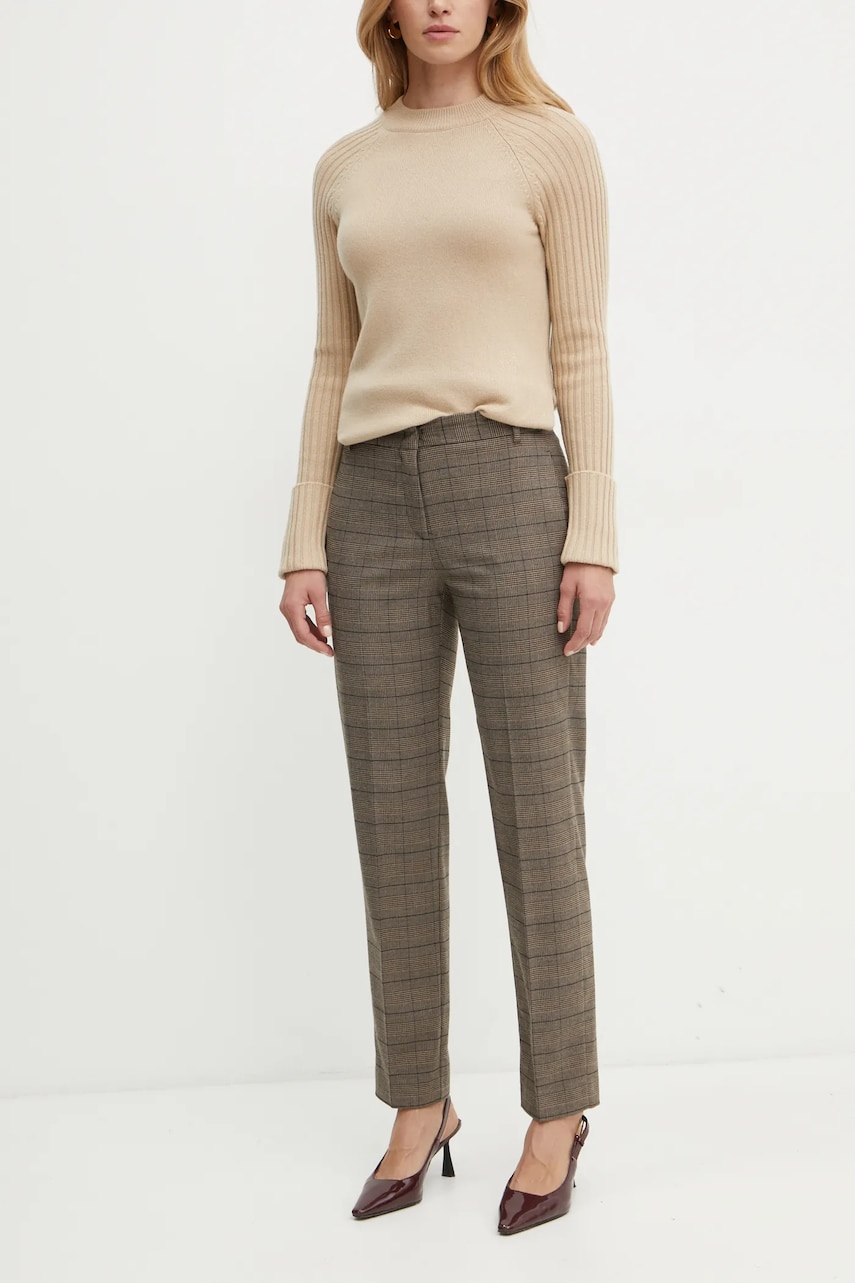 MAX&Co. pantaloni femei, culoarea maro, fason tigareta, medium waist, 2426136093200 MAX&Co. pantaloni femei, culoarea maro, fason tigareta, medium waist, 2426136093200