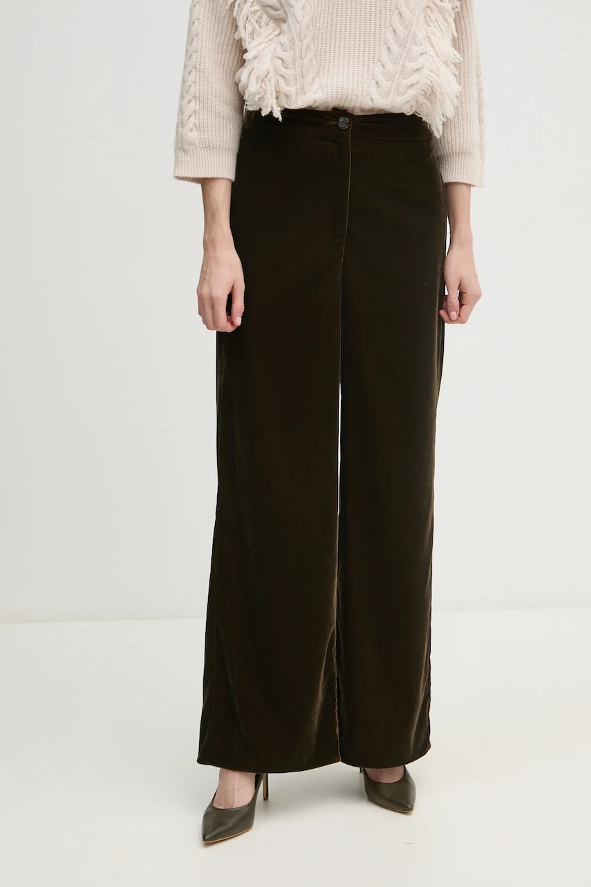 MAX&Co. pantaloni de catifea culoarea verde, lat, high waist, 2426136104200 MAX&Co. pantaloni de catifea culoarea verde, lat, high waist, 2426136104200
