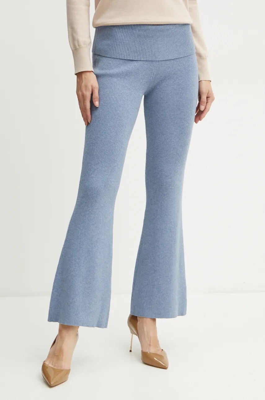 Levně Kalhoty Guess NINA dámské, modrá barva, zvony, high waist, W4BB53 Z3K92