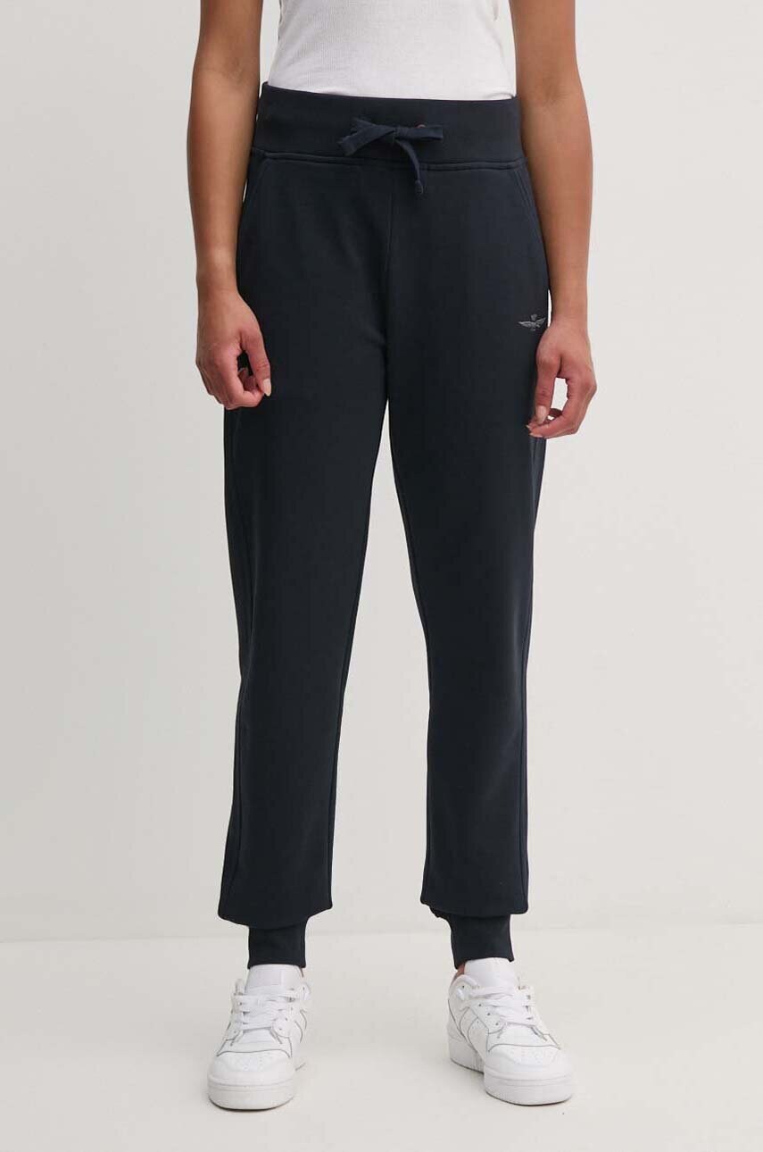 Aeronautica Militare pantaloni de trening din bumbac culoarea albastru marin, neted, PF945DF511