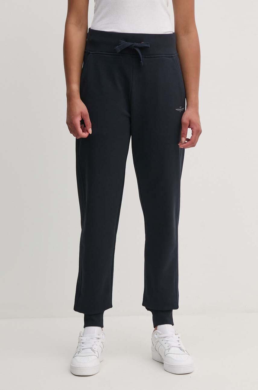 Aeronautica Militare pantaloni de trening din bumbac culoarea albastru marin, neted, PF945DF511