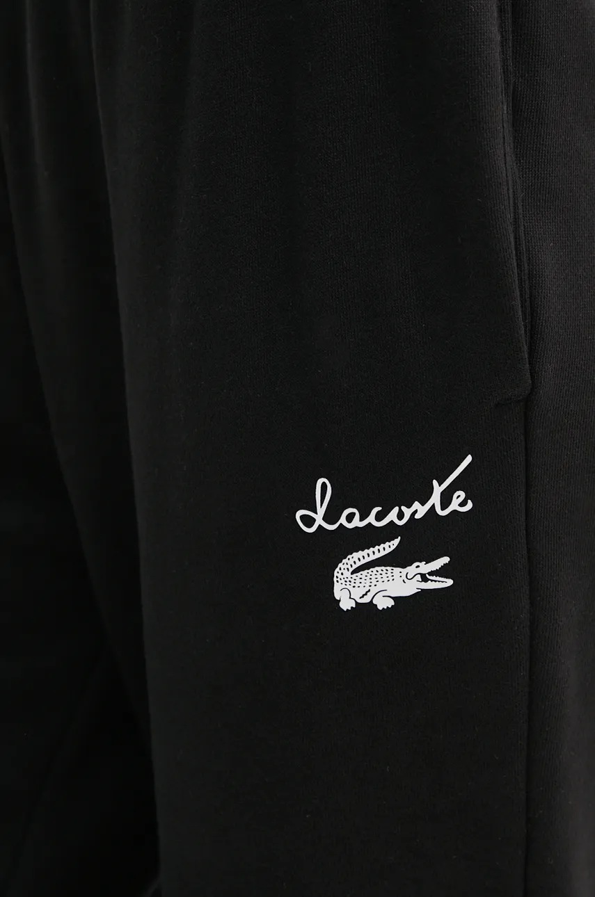 Спортивні штани Lacoste колір чорний з принтом XF2566 