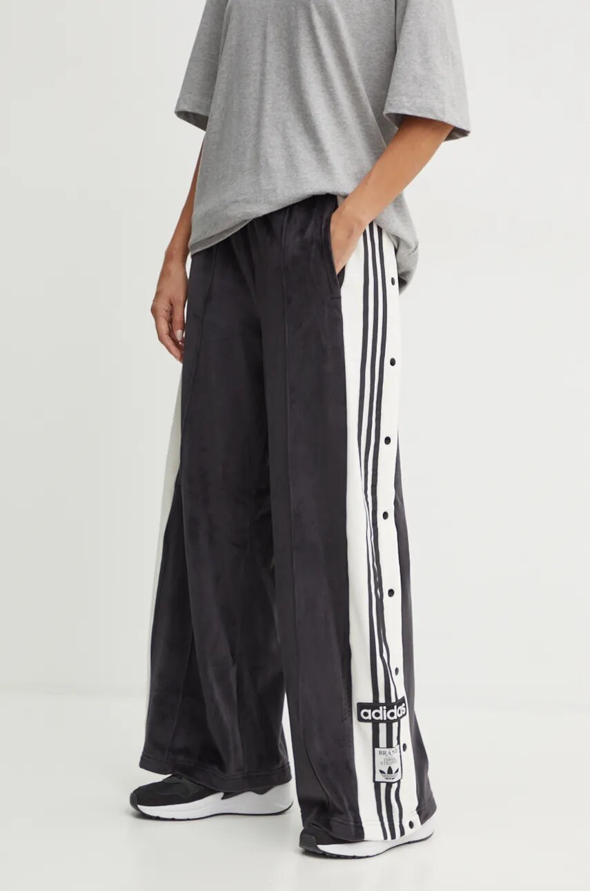adidas Originals pantaloni Adibreak Velour Track Pant femei, culoarea negru, modelator, IW5586