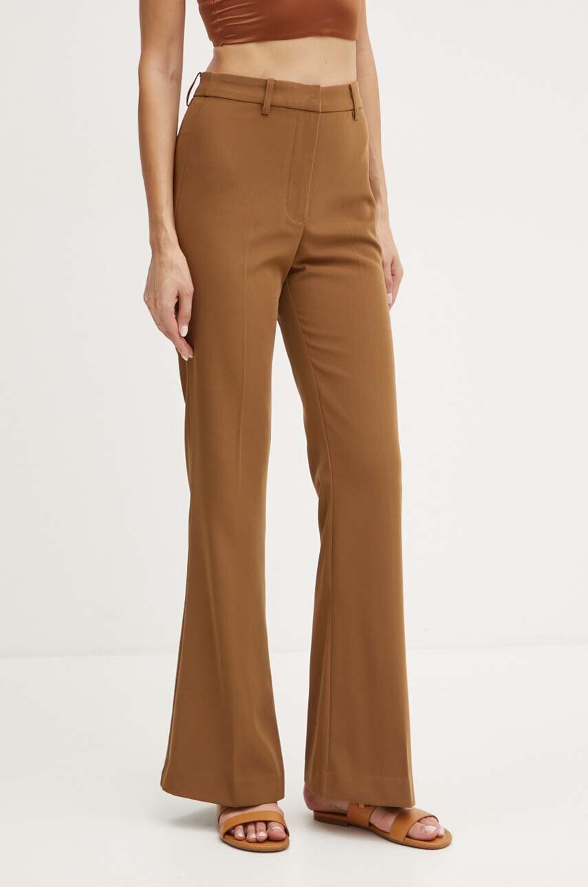 Bardot pantaloni HALIFAX femei, culoarea maro, evazati, high waist, 58902PB