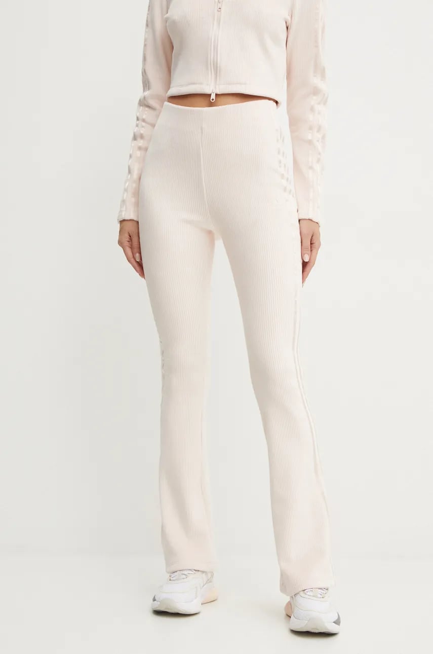 adidas Originals pantaloni de trening Femme Galore Rib Flared Legging culoarea roz, cu imprimeu, JN3023 adidas Originals pantaloni de trening Femme Galore Rib Flared Legging culoarea roz, cu imprimeu, JN3023