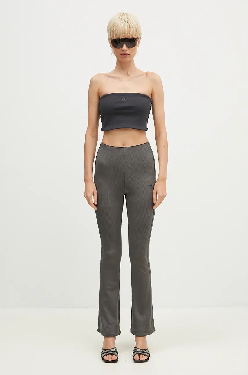 Donji dio trenirke adidas Originals Femme Galore Rib Flared Legging boja: siva, bez uzorka, JN3024