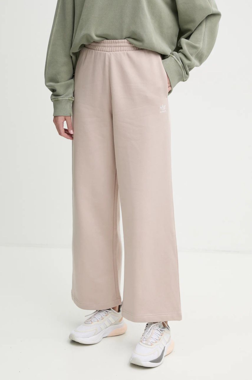 Donji dio trenirke adidas Originals Femme Galore Wideleg Fleece Pants boja: bež, bez uzorka, JN3029