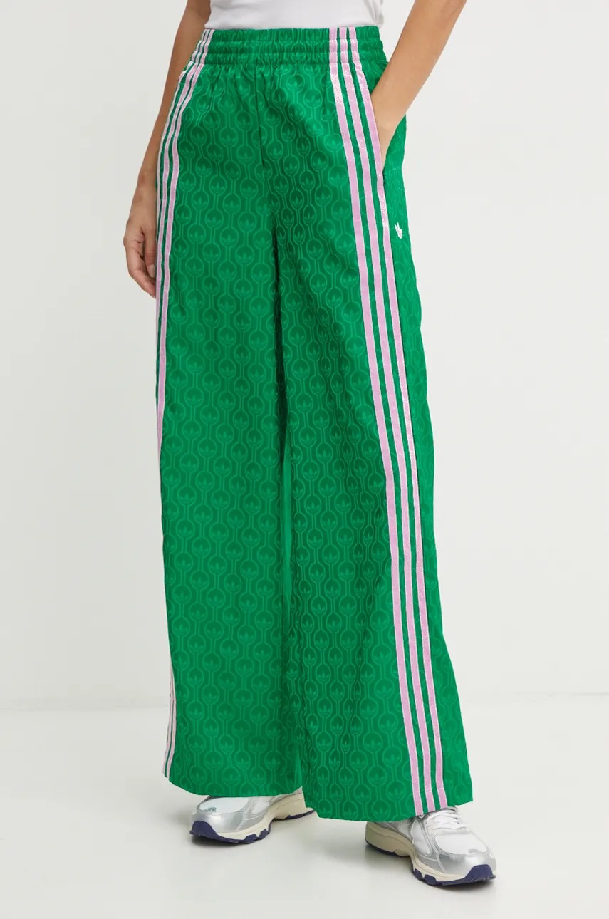 

Панталон adidas Originals 70s Wide Leg Pants в зелено с широка каройка, с висока талия JN7662, Зелен