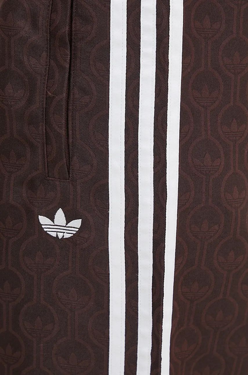 Hlače adidas Originals Oversized Monogram Track Pant za žene, boja: smeđa, ravni kroj, visoki struk, JN8304