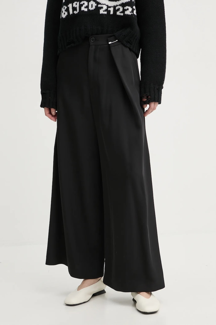 MM6 Maison Margiela pantaloni femei, culoarea negru, lat, high waist, S62KB0217.M35225 MM6 Maison Margiela pantaloni femei, culoarea negru, lat, high waist, S62KB0217.M35225