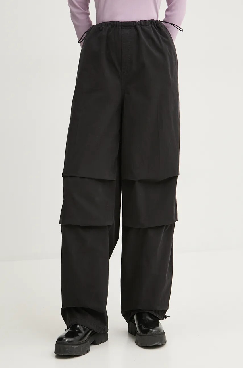 Levně Kalhoty Hugo Blue dámské, černá barva, střih chinos, high waist, 50527950