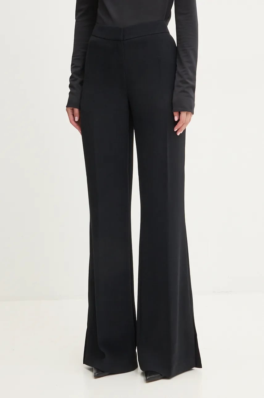 Stine Goya pantaloni femei, culoarea negru, lat, high waist, P011-2273 Stine Goya pantaloni femei, culoarea negru, lat, high waist, P011-2273