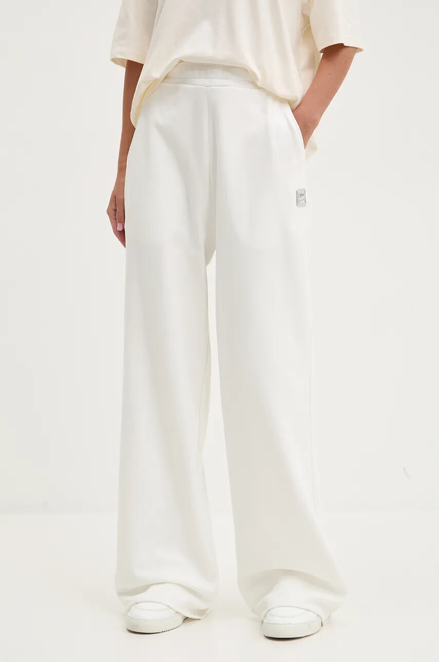 HUGO pantaloni de trening din bumbac culoarea bej, neted, 50528471