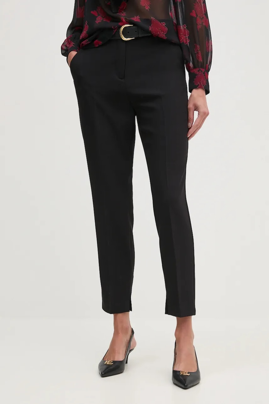 Sisley pantaloni femei, culoarea negru, mulata, high waist, 45PKLF05Z Sisley pantaloni femei, culoarea negru, mulata, high waist, 45PKLF05Z