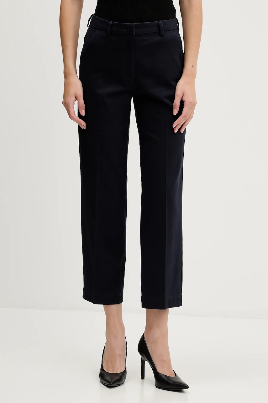 Sisley pantaloni culoarea violet, drept, high waist, 4K2ZLF03V