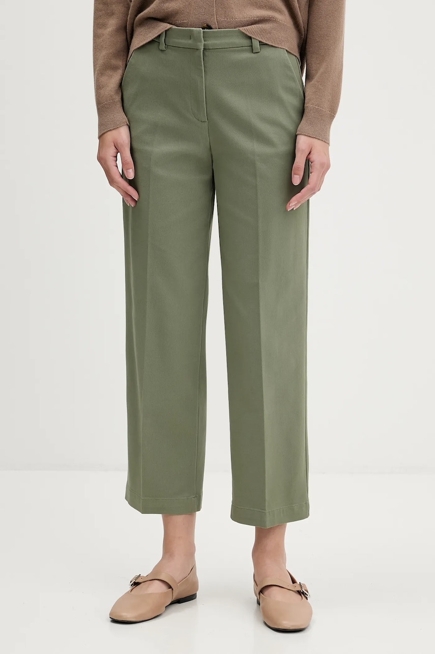 Sisley pantaloni culoarea violet, drept, high waist, 4K2ZLF03V
