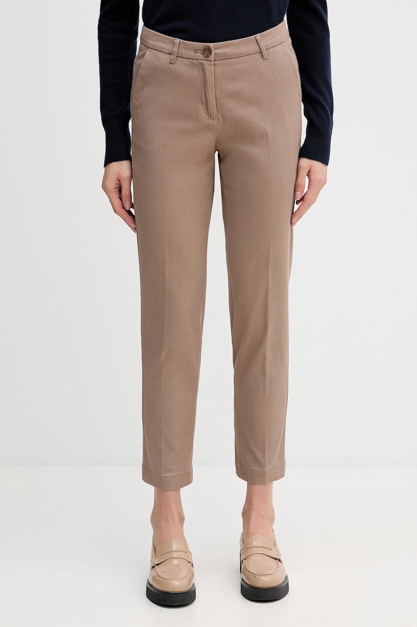 Sisley pantaloni culoarea bordo, fason tigareta, medium waist, 48M855BK7
