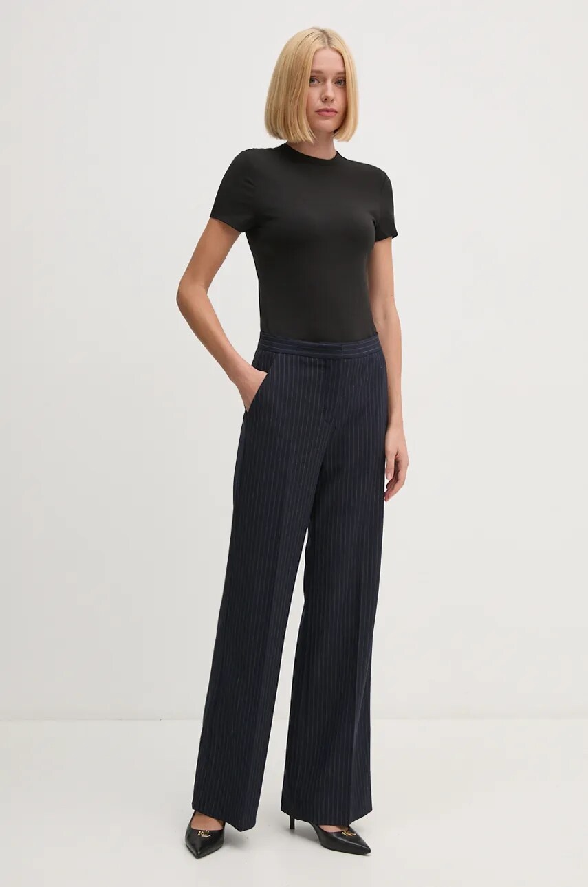 Брюки с примесью шерсти Calvin Klein цвет синий широкие высокая посадка K20K207645 Брюки с примесью шерсти Calvin Klein цвет синий широкие высокая посадка K20K207645