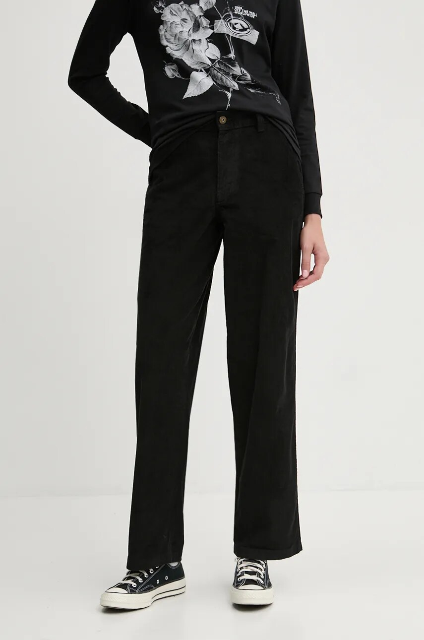 Dickies pantaloni de catifea cord CORDUROY CARPENTER culoarea negru, drept, high waist, DK0A863Z