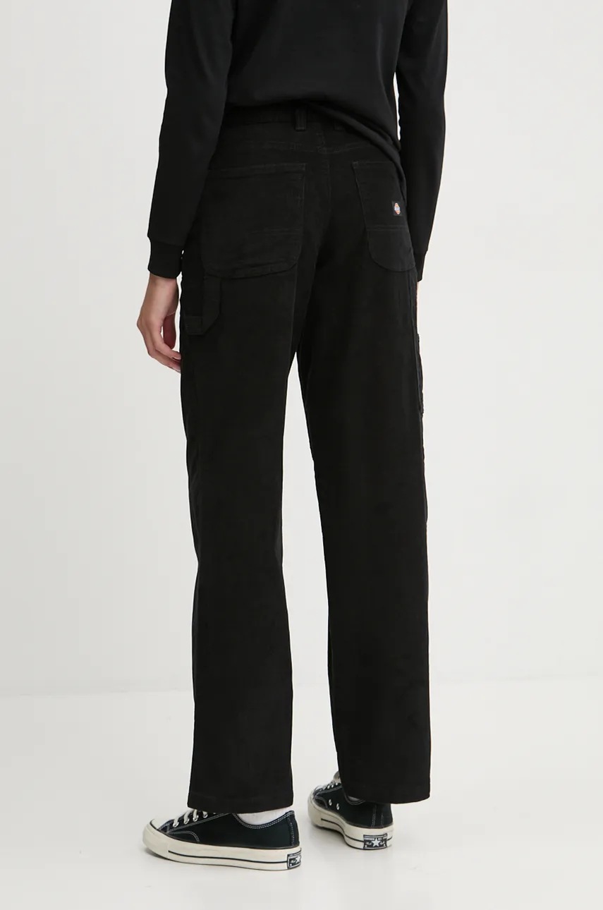 Вельветові штани Dickies CORDUROY CARPENTER колір чорний прямі висока посадка DK0A863Z 