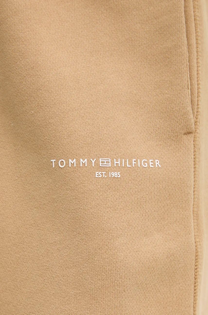 Pamučni donji dio trenirke Tommy Hilfiger boja: bež, bez uzorka, WW0WW42883