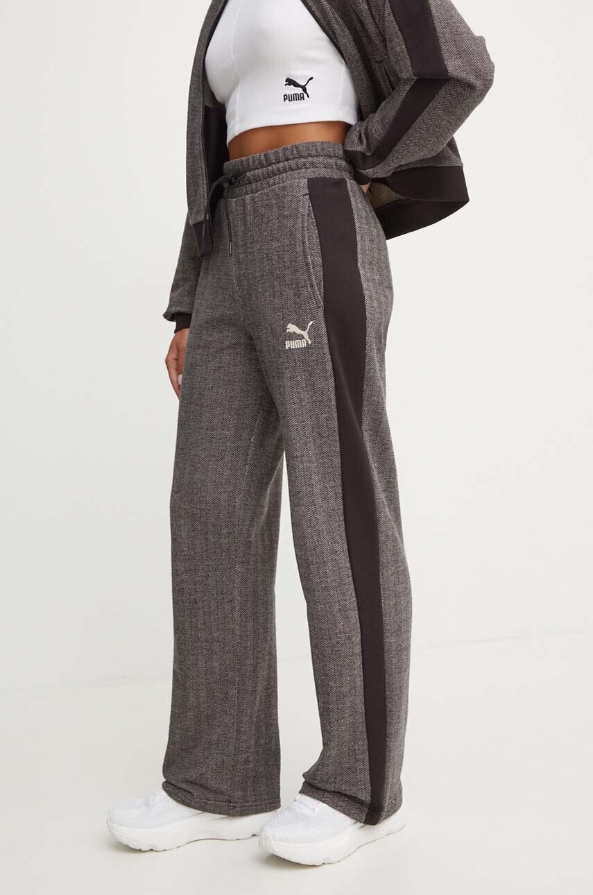 Puma pantaloni de bumbac culoarea gri, modelator, 626798