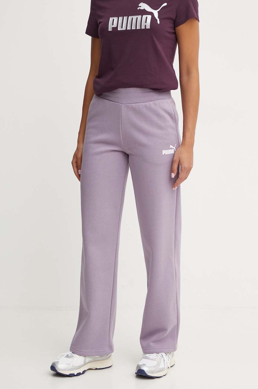 Puma pantaloni de trening culoarea violet, neted, 676093 Puma pantaloni de trening culoarea violet, neted, 676093