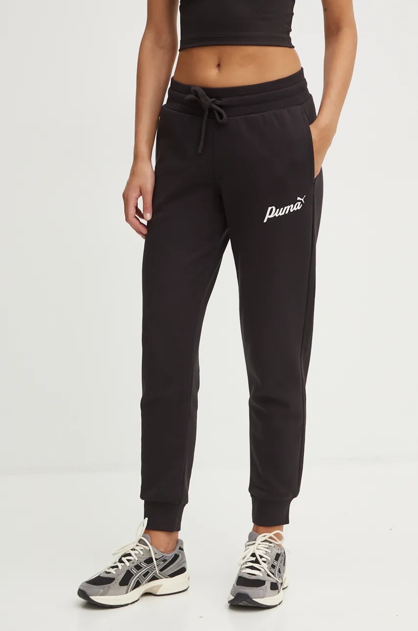 Puma pantaloni femei, culoarea negru, neted, 681536
