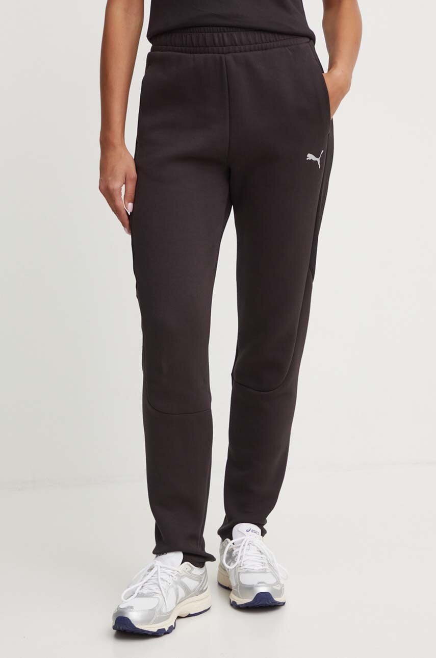 Puma pantaloni de trening culoarea negru, neted, 681672 Puma pantaloni de trening culoarea negru, neted, 681672