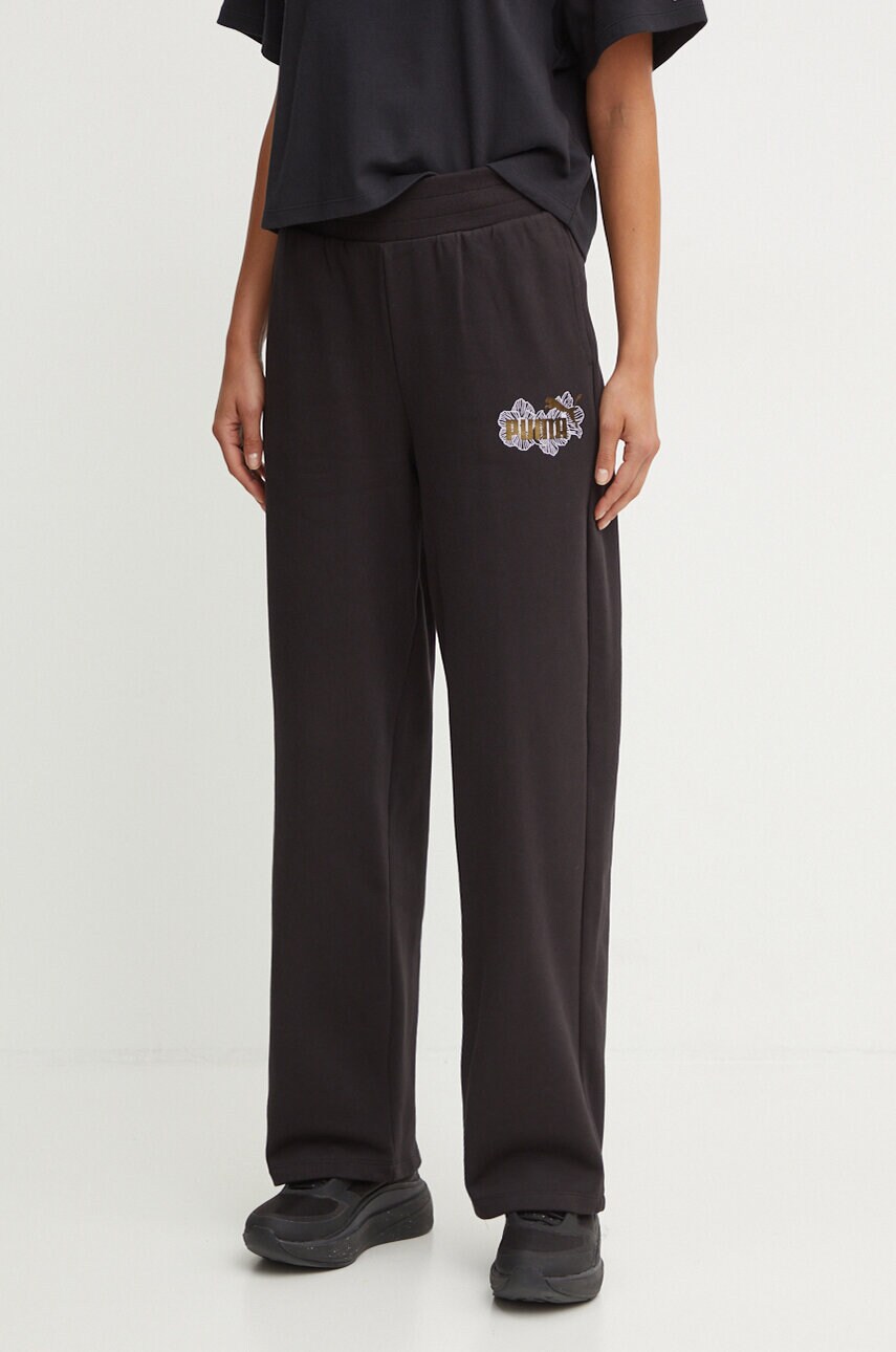 Puma pantaloni de trening culoarea negru, cu imprimeu, 681694