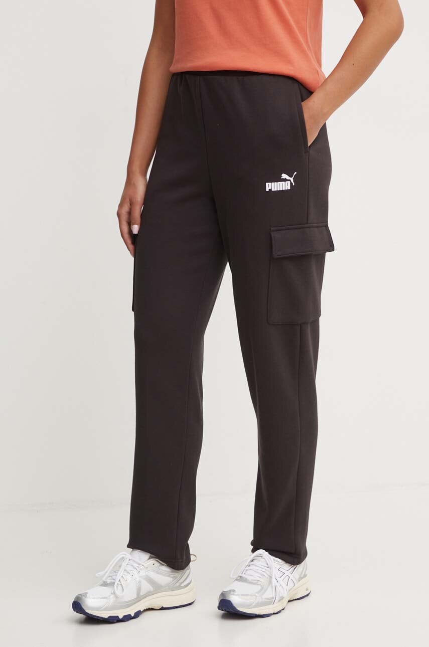 Puma pantaloni de trening culoarea negru, neted, 682502 Puma pantaloni de trening culoarea negru, neted, 682502